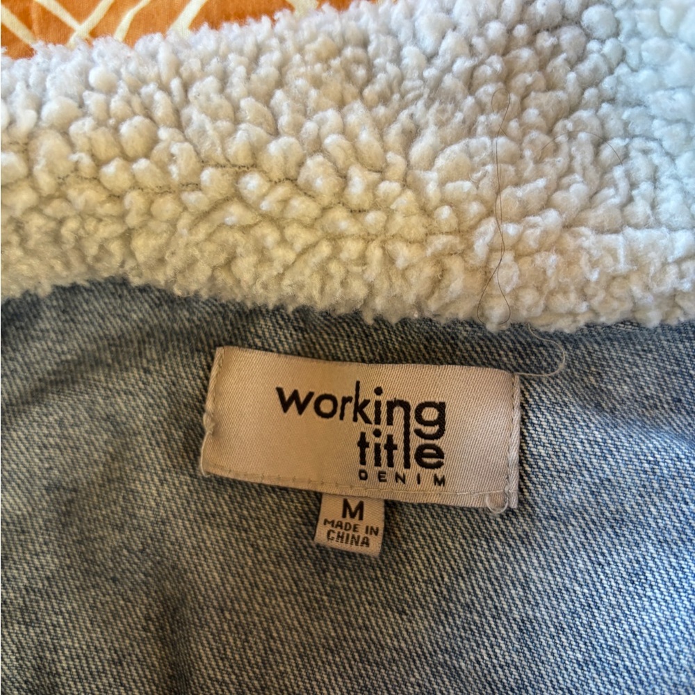 Blue Denim Jacket with Sherpa Collar Medium Working Title - Picture 3 of 5
